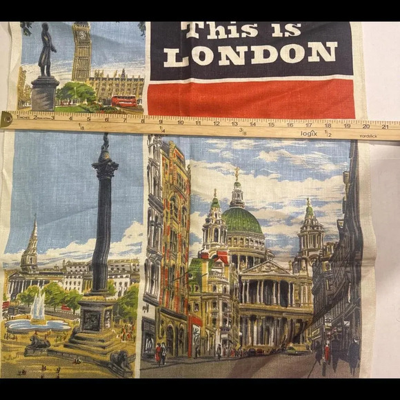 VINTAGE THIS IS LONDON IRISH CABIN LINEN TEA TOWEL SOUVENIR IRELAND - Picture 3 of 11
